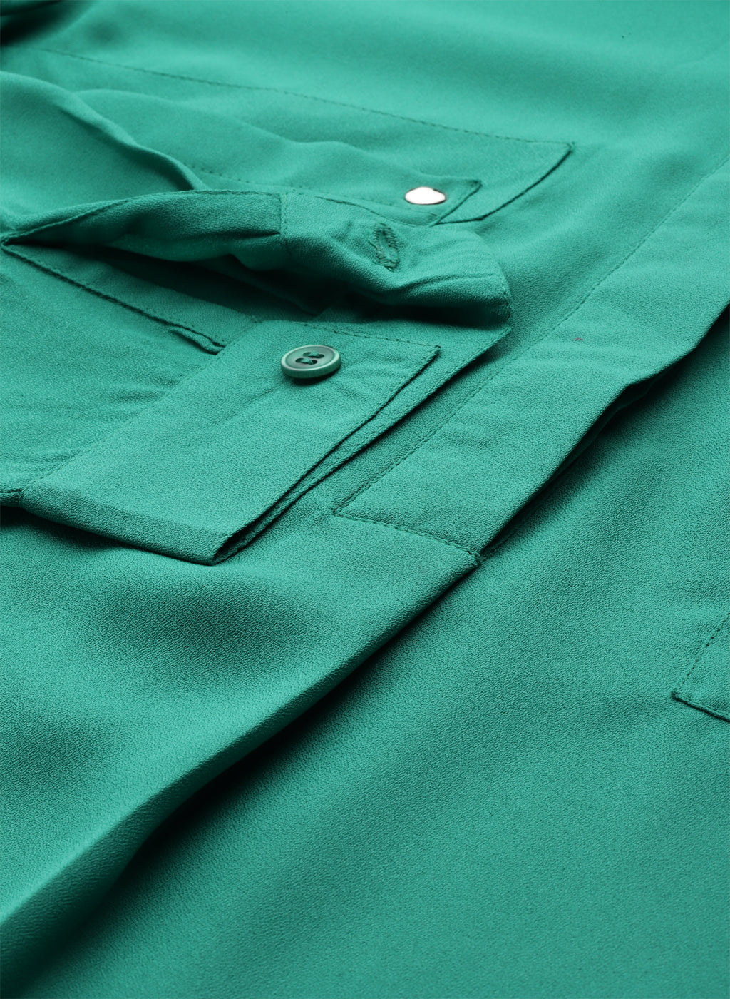 Emerald green collar half placket shirt
