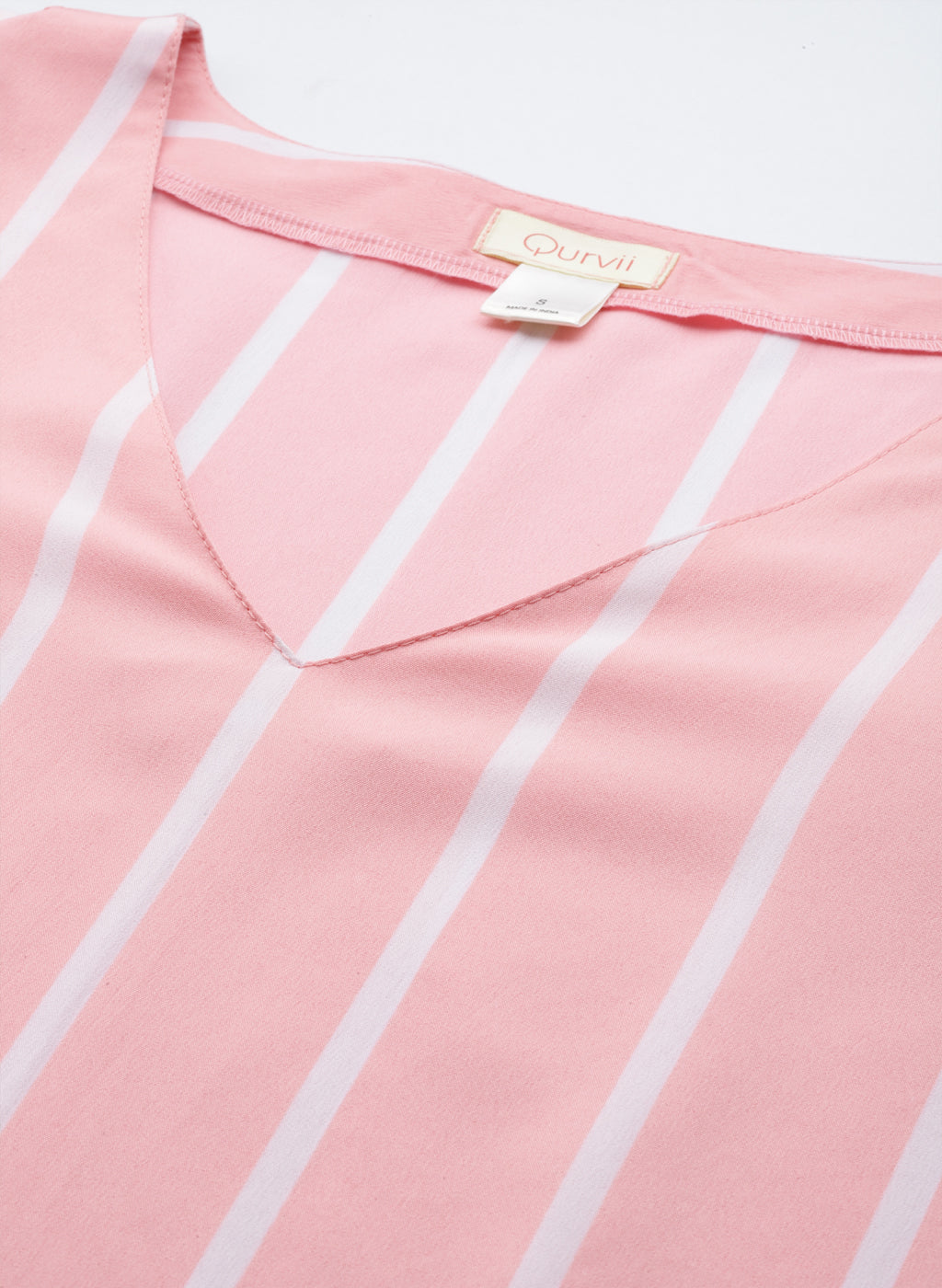 Pink and white stripe crepe top