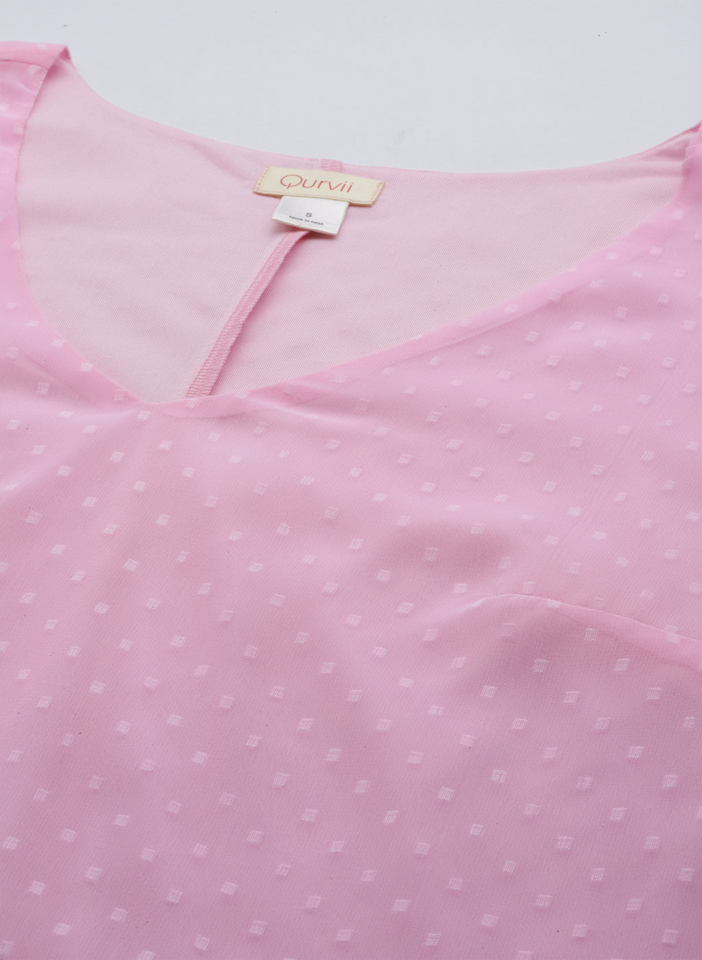 A-line pink swiss dot georgette dress