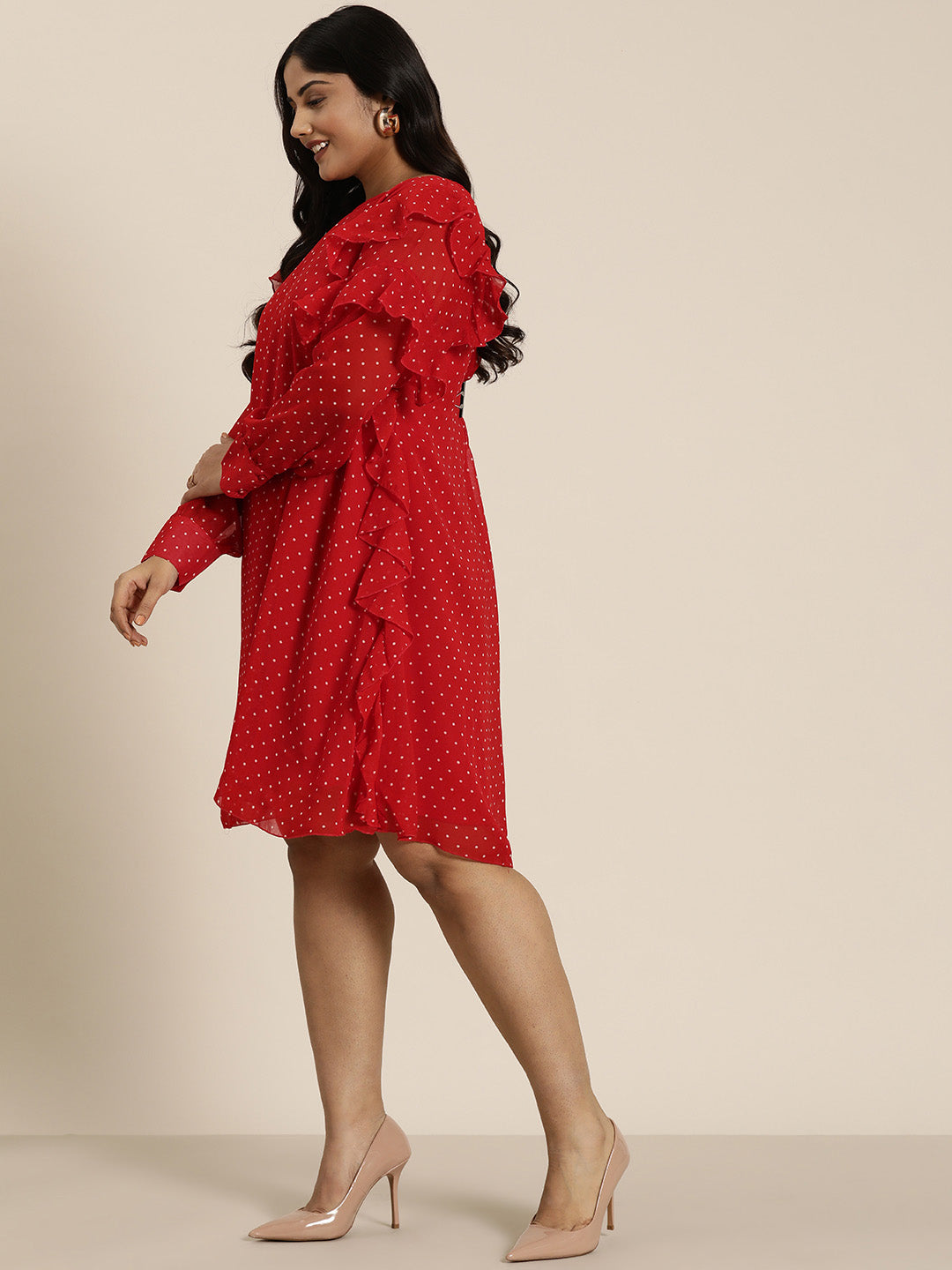 Red small polka dress