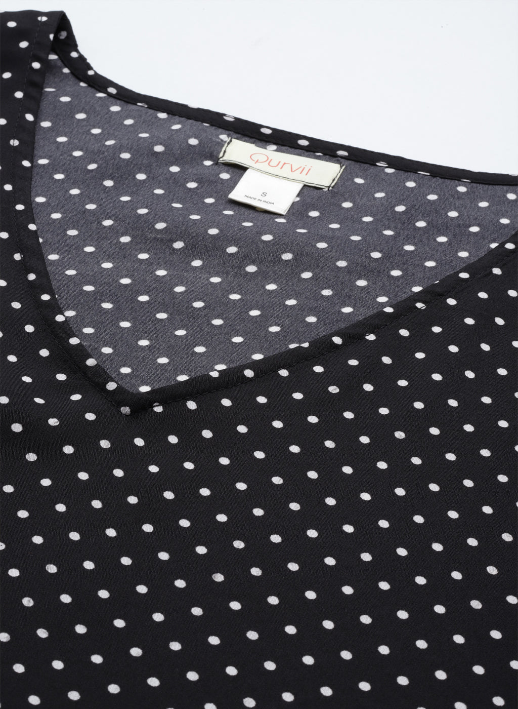 Black Polka Drop Shoulder Top