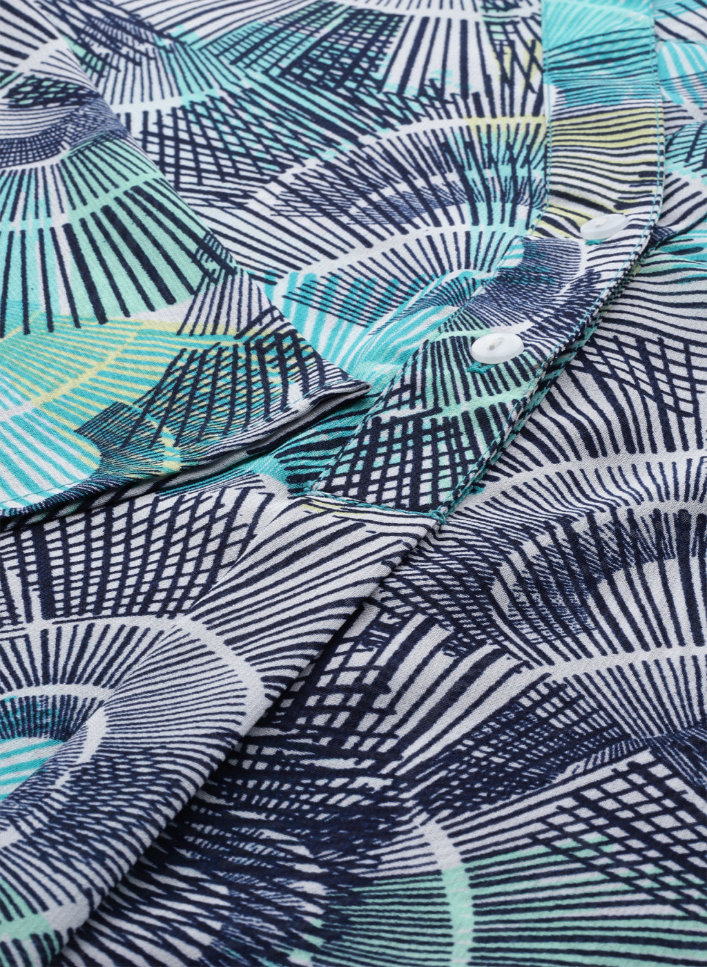 Turquoise Abstract Print Half Placket Shirt