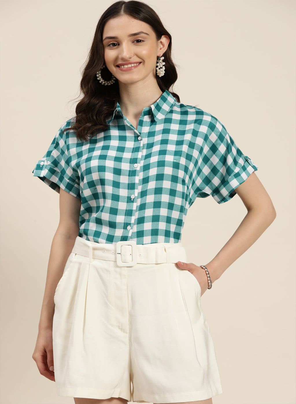 Teal Green Plaid Shirt