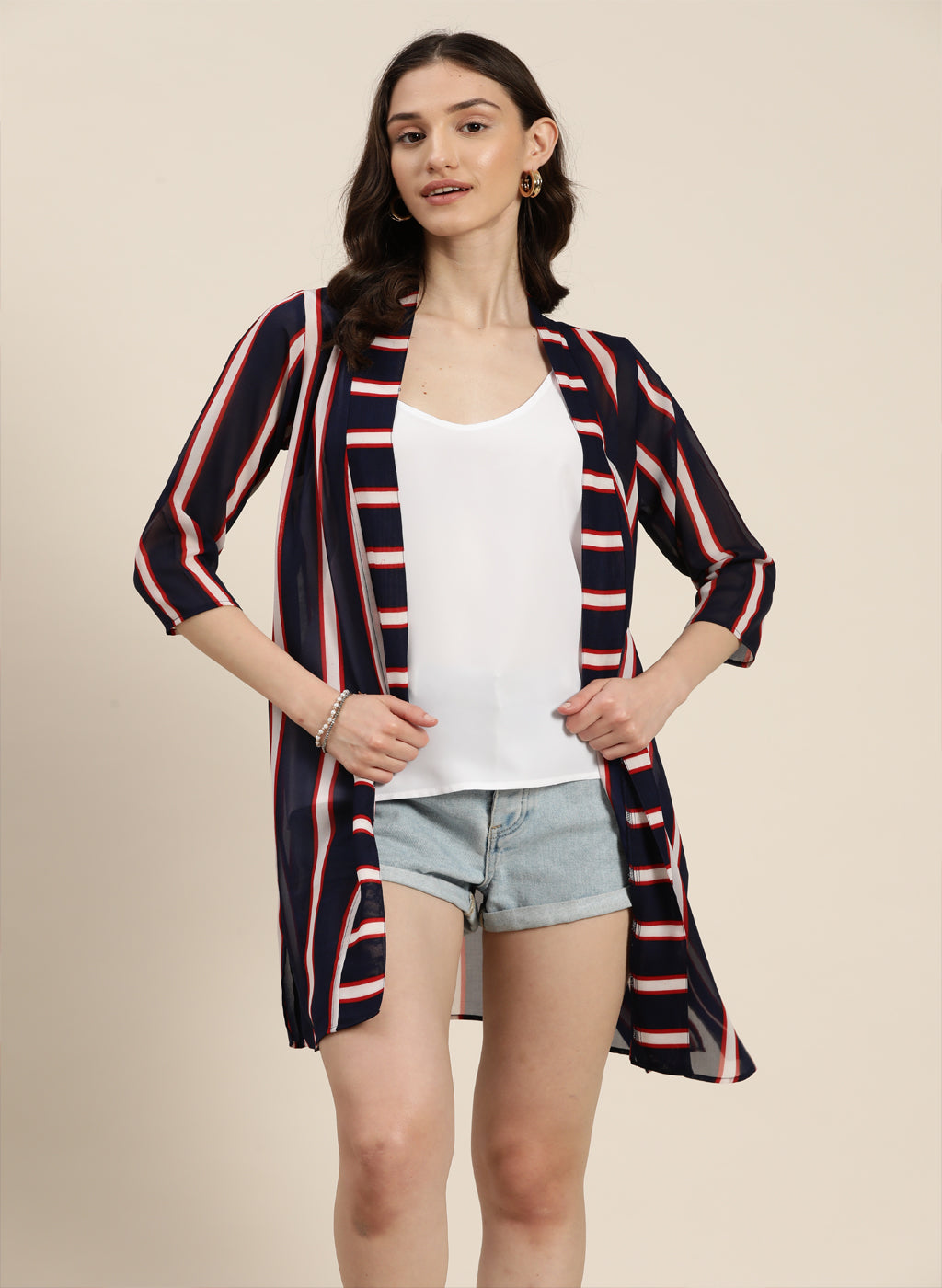 Navy Stripe Shrug