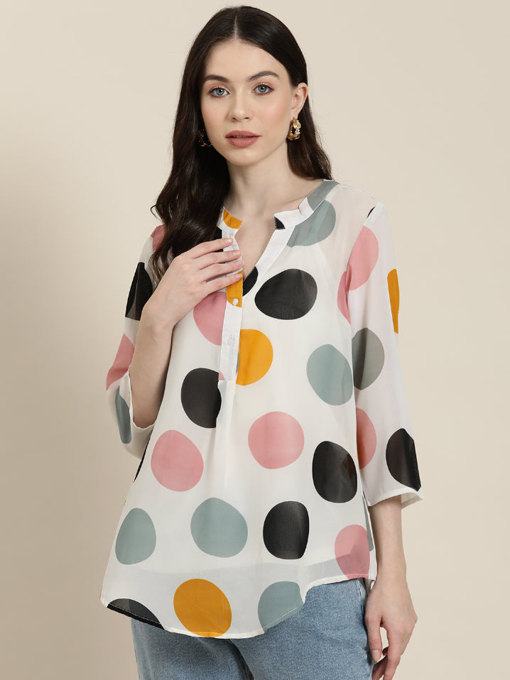Big multicolor polka georgette shirt