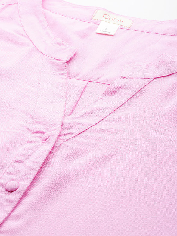 Pink rayon half placket shirt