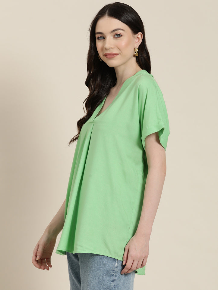 Pista Green rayon v-neck top