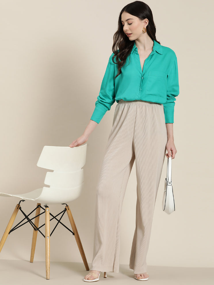 Turquoise blue full placket shirt with full cuff sleeves