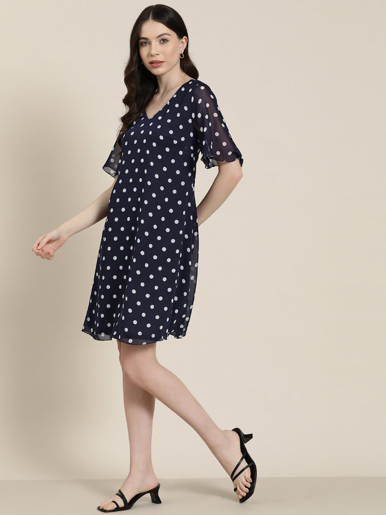 Navy polka dress