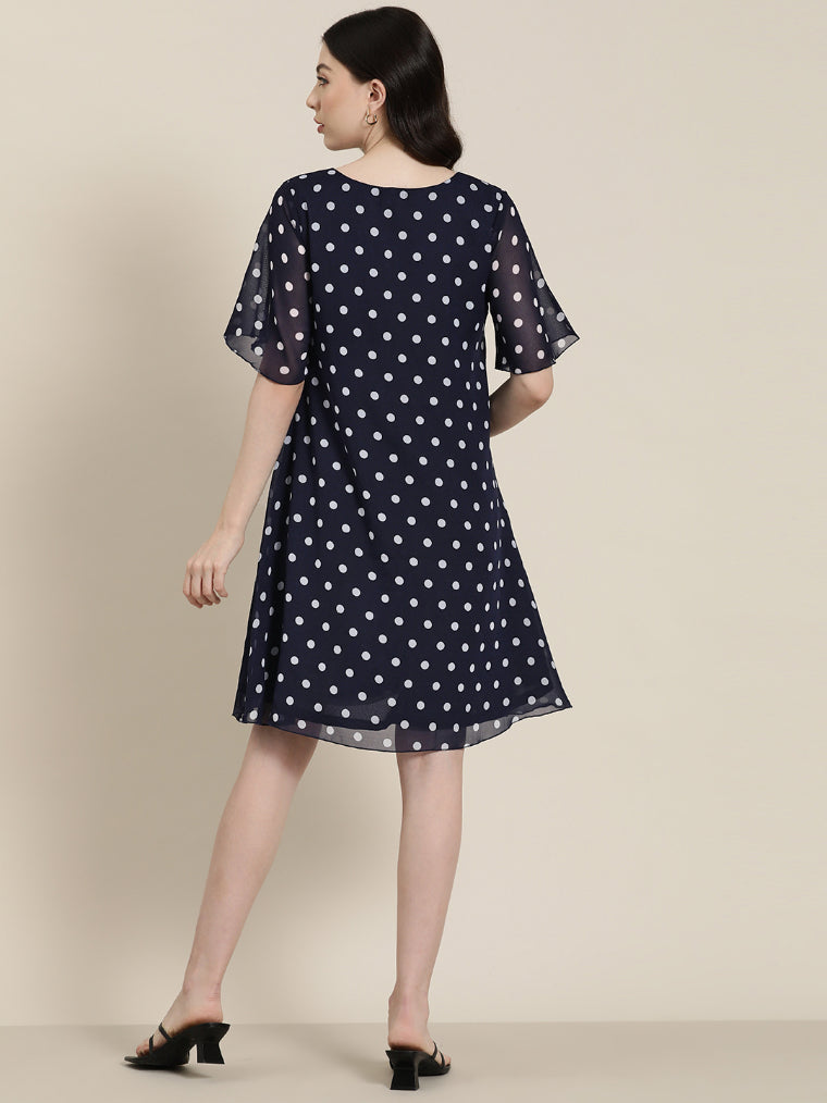 Navy polka dress