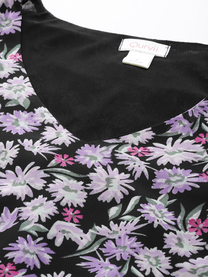 Lavender floral A line dress