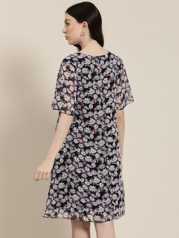 Lavender floral A line dress