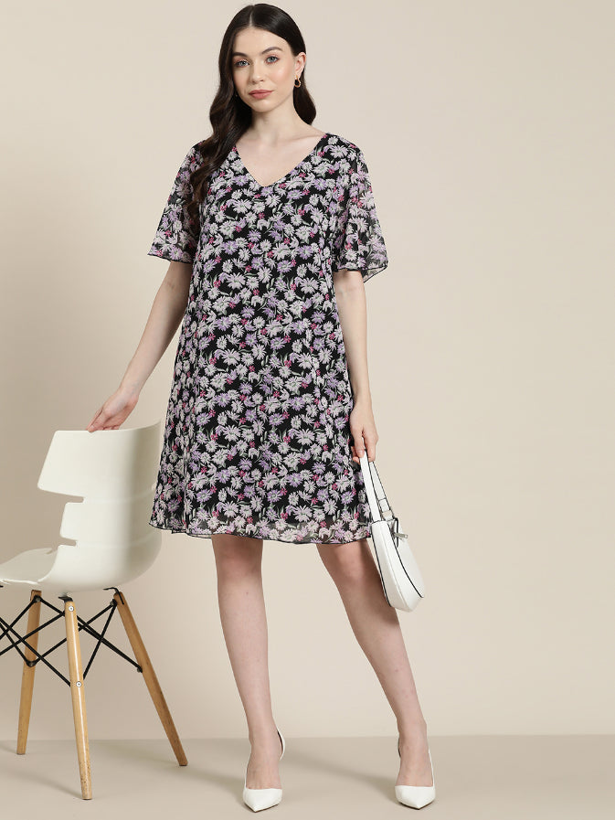Lavender floral A line dress