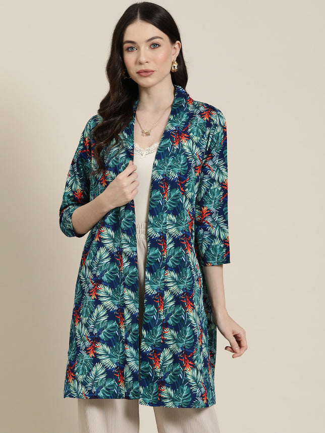 Green tropical print shrug