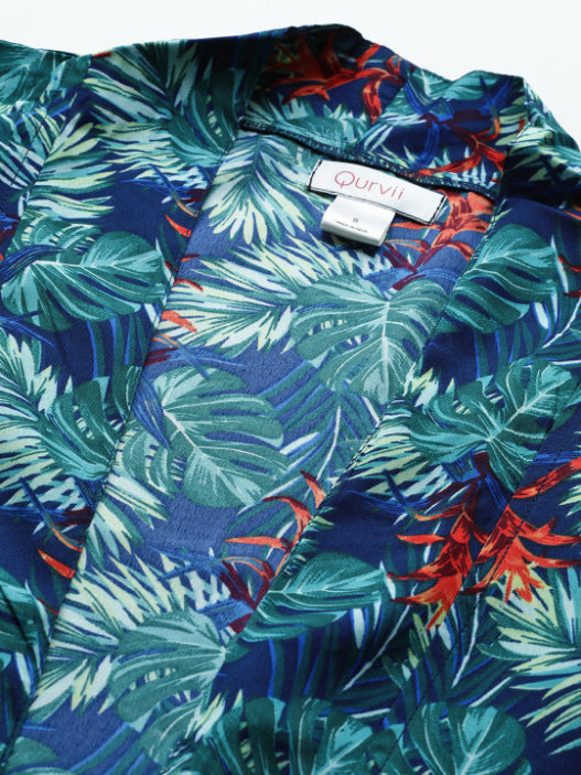 Green tropical print shrug