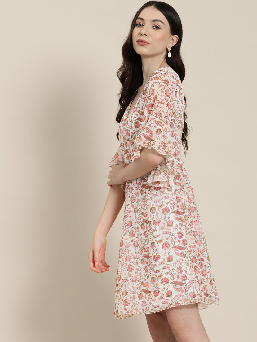 Pink paisely A line dress
