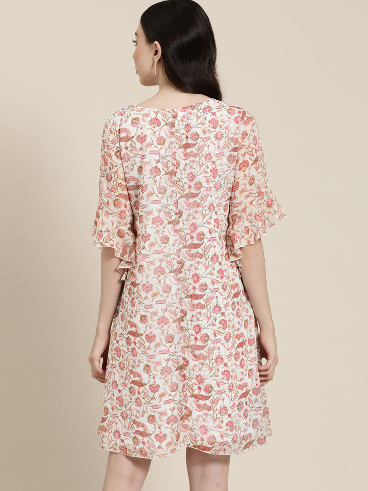 Pink paisely A line dress