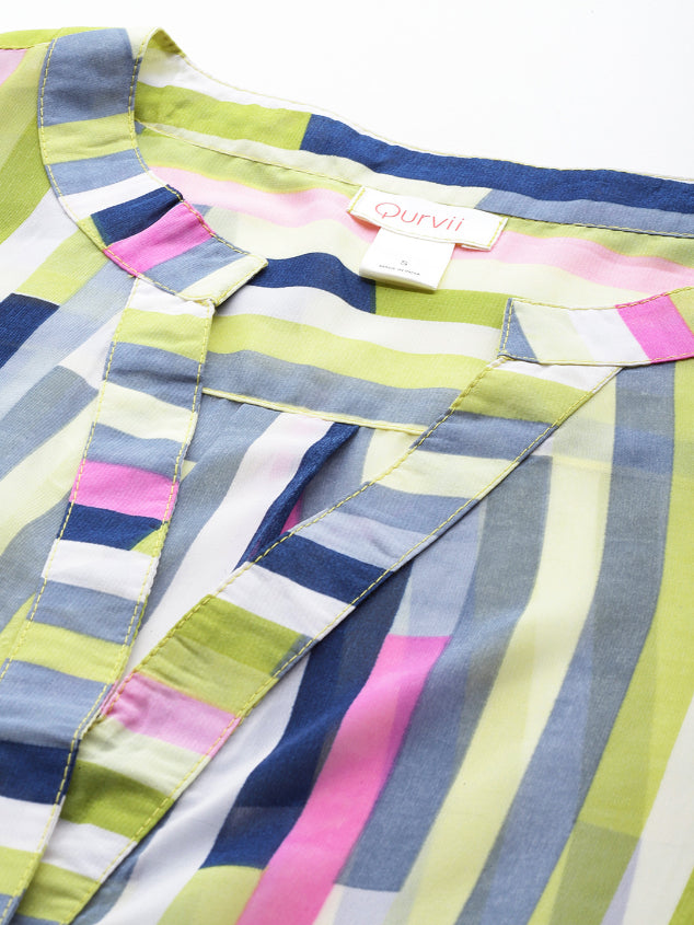 Neon Multi geometric print shirt.