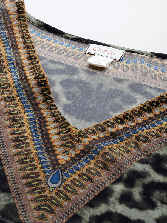 Sea Green digital print resort kaftan