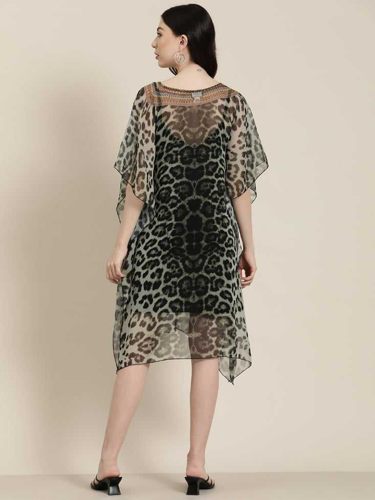 Sea Green digital print resort kaftan