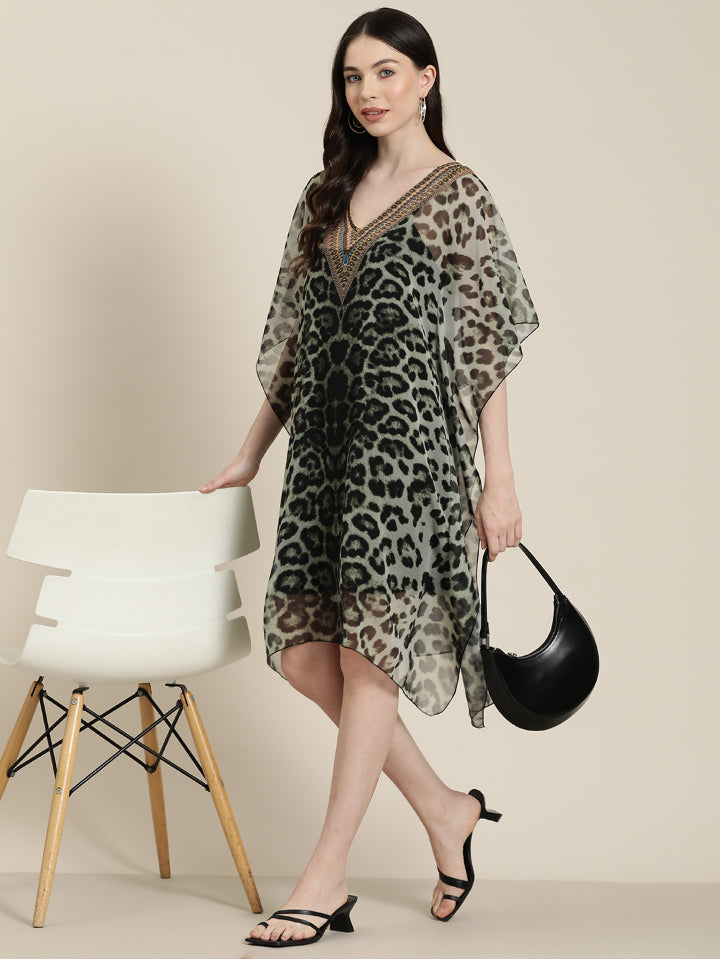 Sea Green digital print resort kaftan