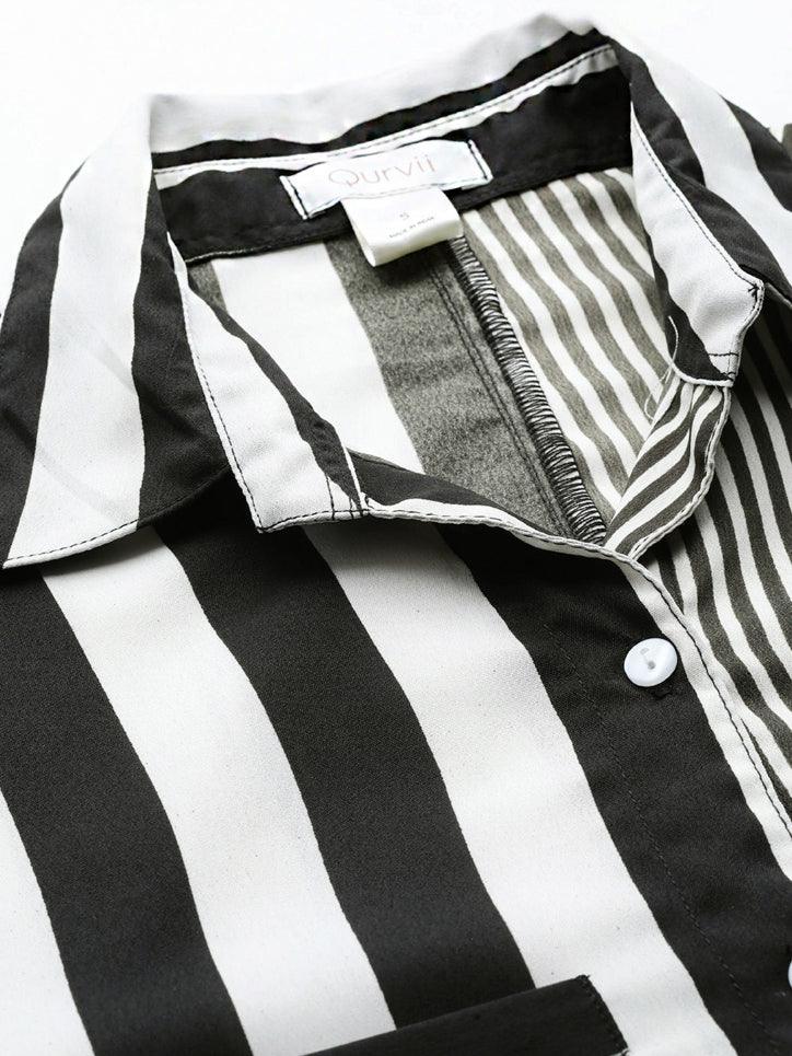 Black and White colorblock stripe shirt