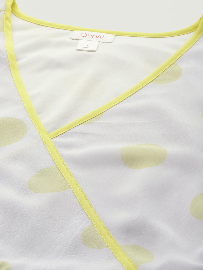 White with big yellow polka summer dress