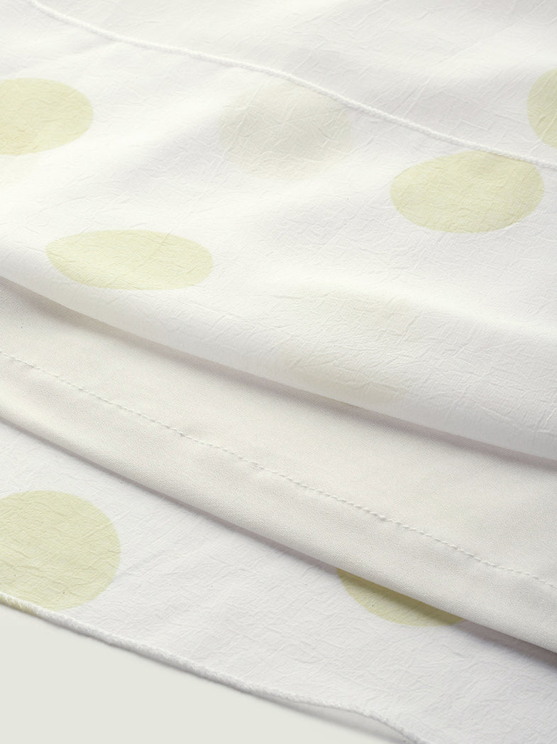 White with big yellow polka summer dress