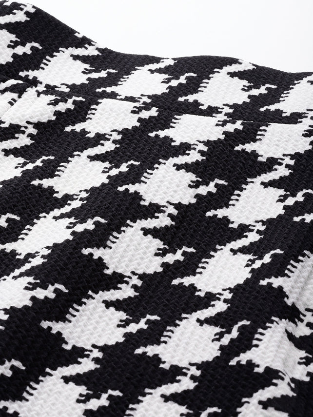 Lycra houndstooth long skirt