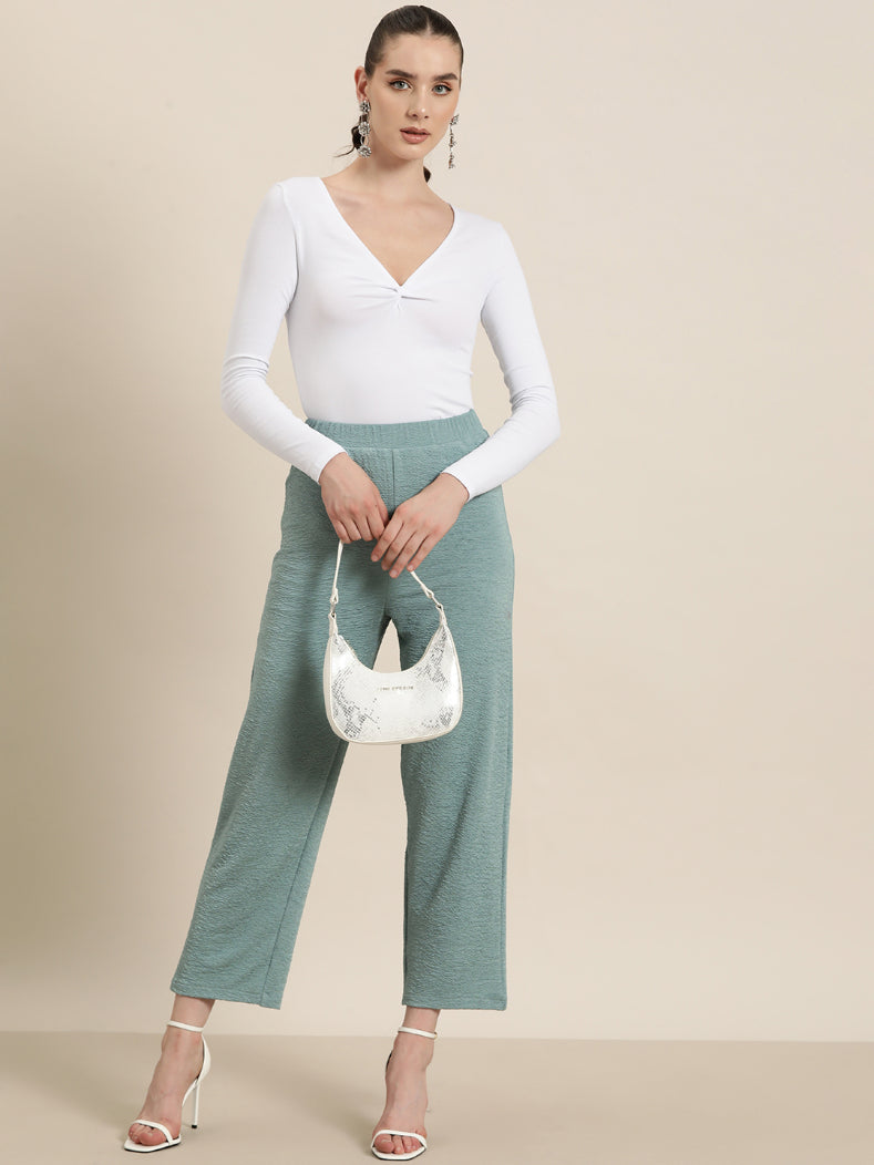 Sea Green strechable palazzo pant