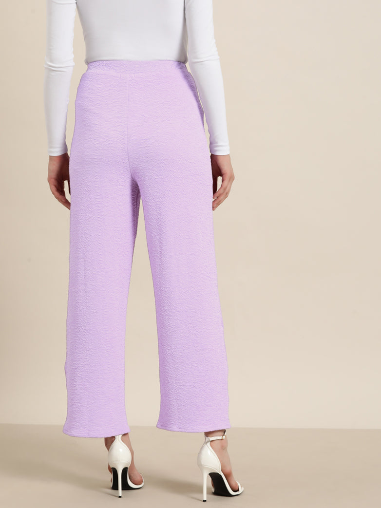 Lavender lycra strechable high waist elasticated palazzo