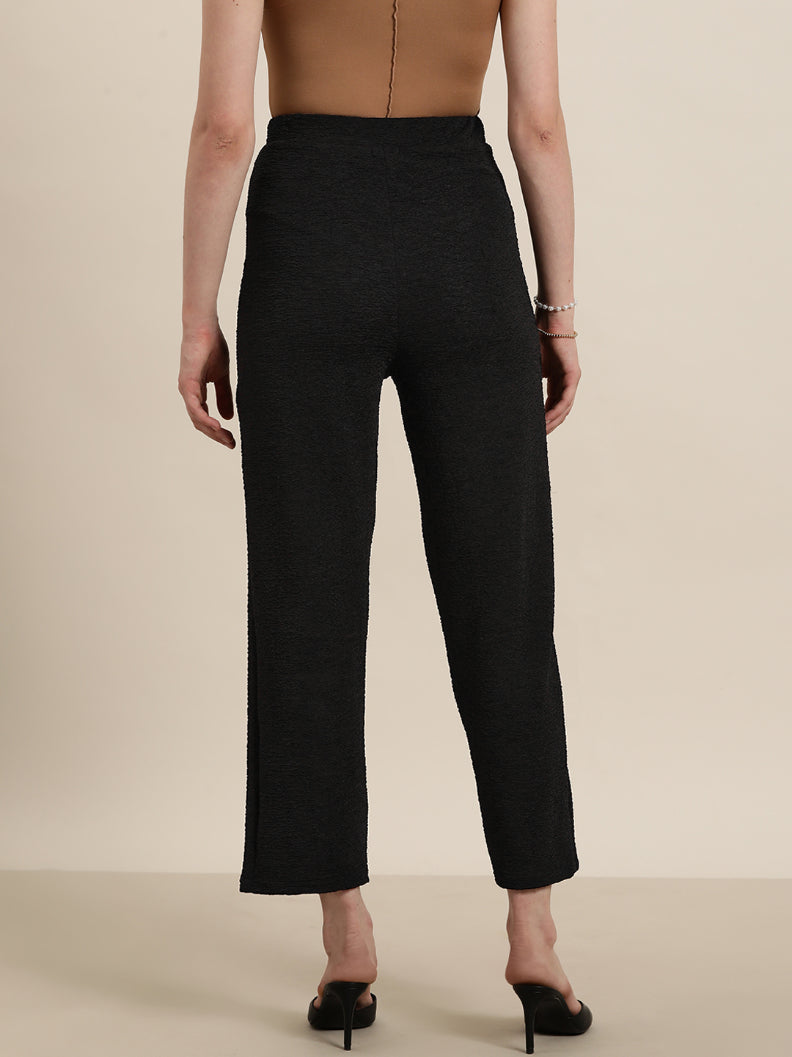 Black lycra strechable high waist elasticated palazzo