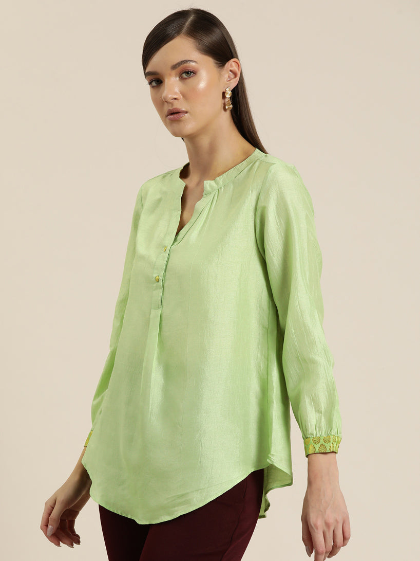 Silk half placket shirt