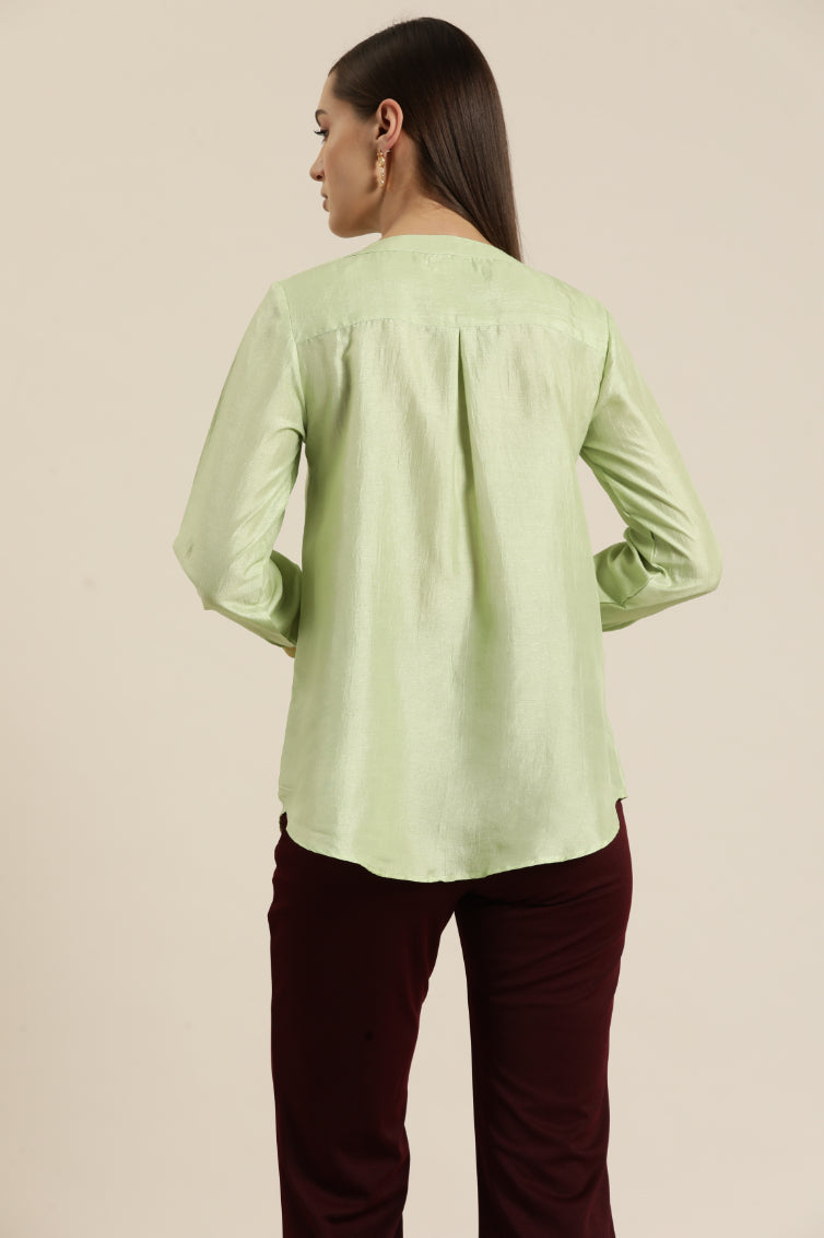 Silk half placket shirt