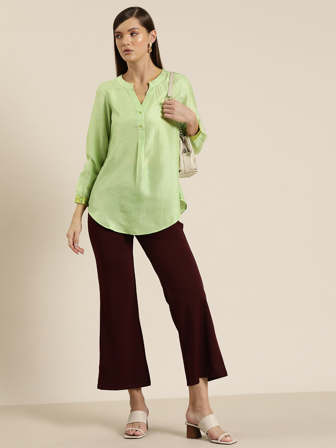 Silk half placket shirt