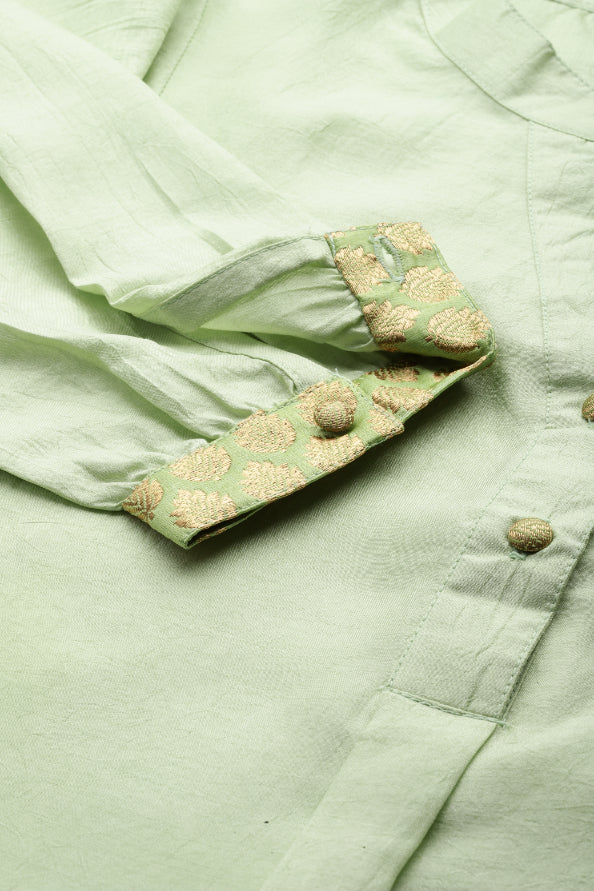 Silk half placket shirt