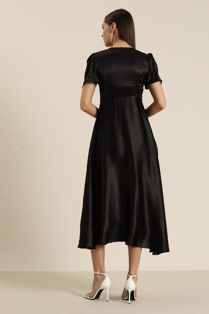 Black Satin Party Dress