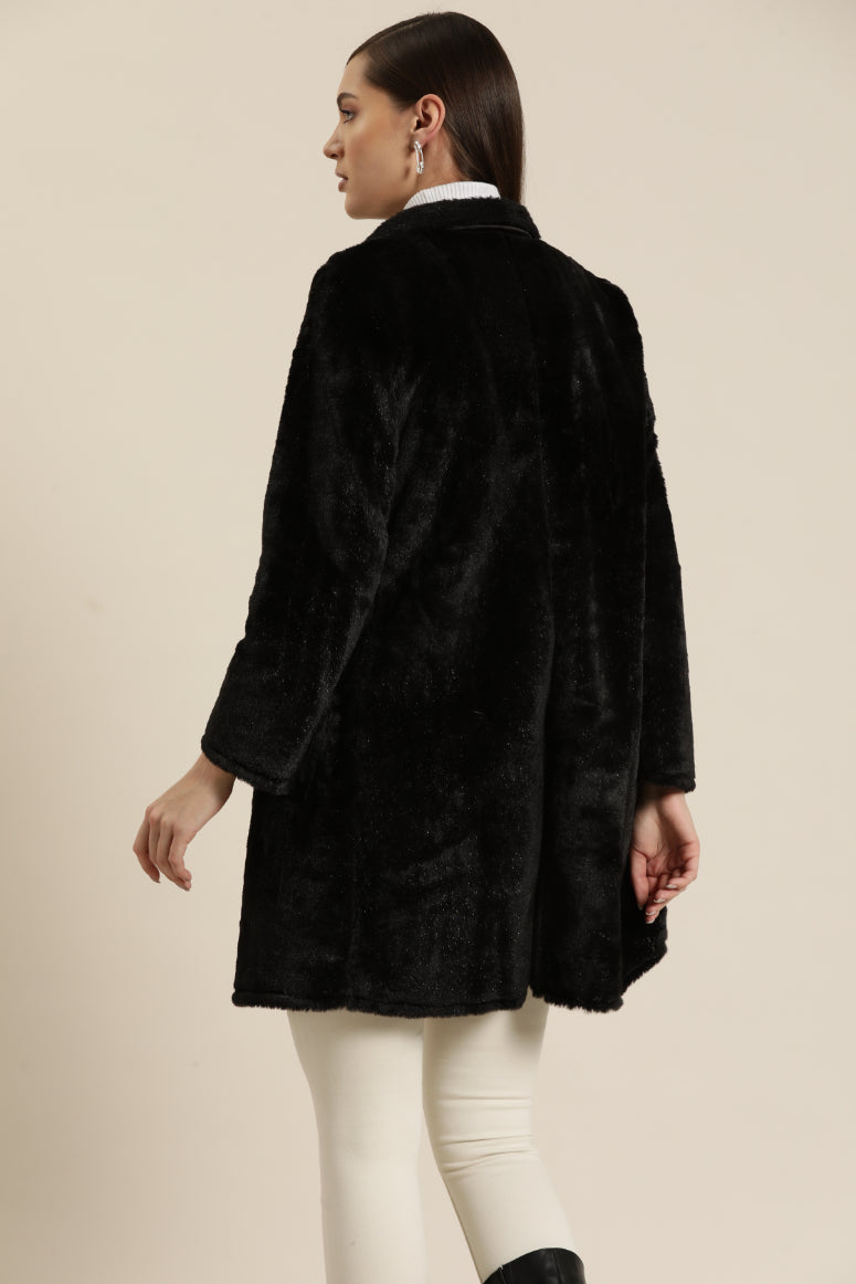 Black Rabbit fur long jacket