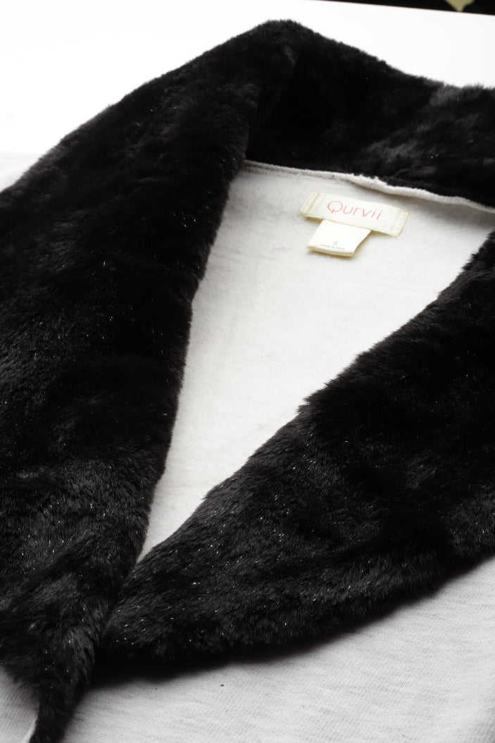 Ivory Jacket with waterfall collar and full sleeves
