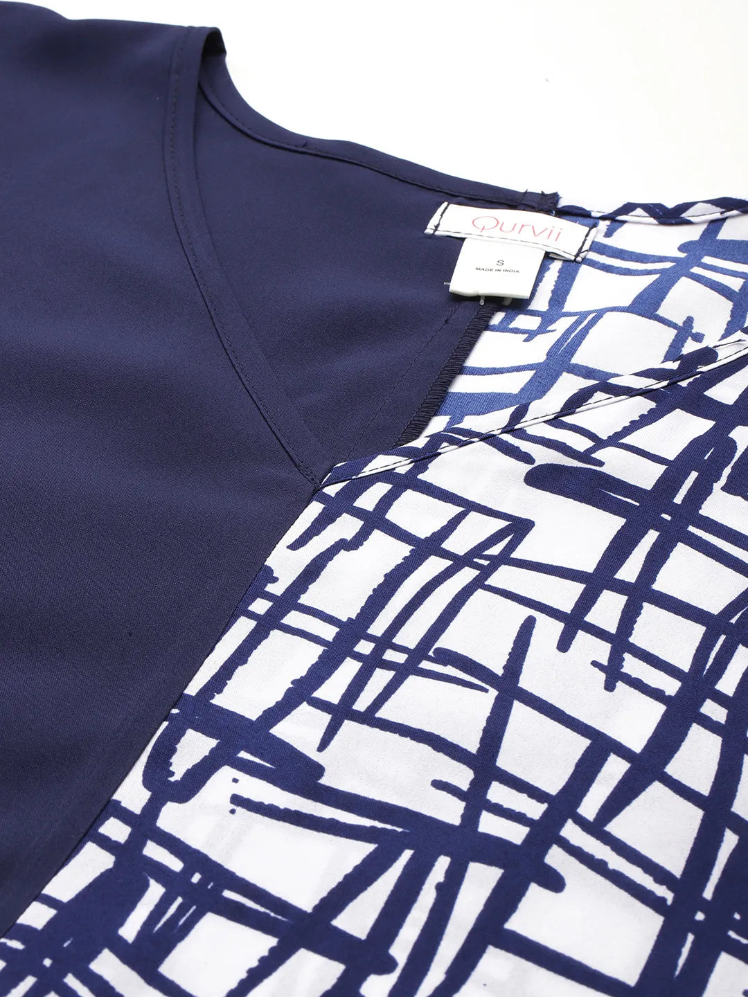 V-Shape Hemline Color Block Kimono Sleeves Top