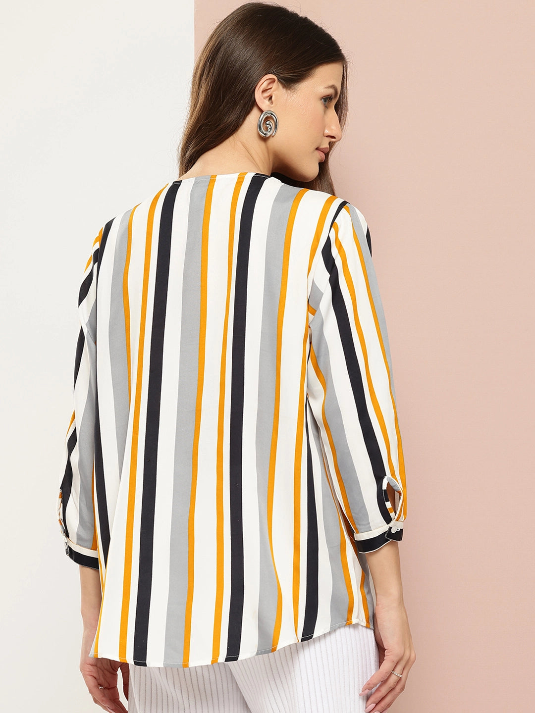 V-Neck Vertical Stripe Top