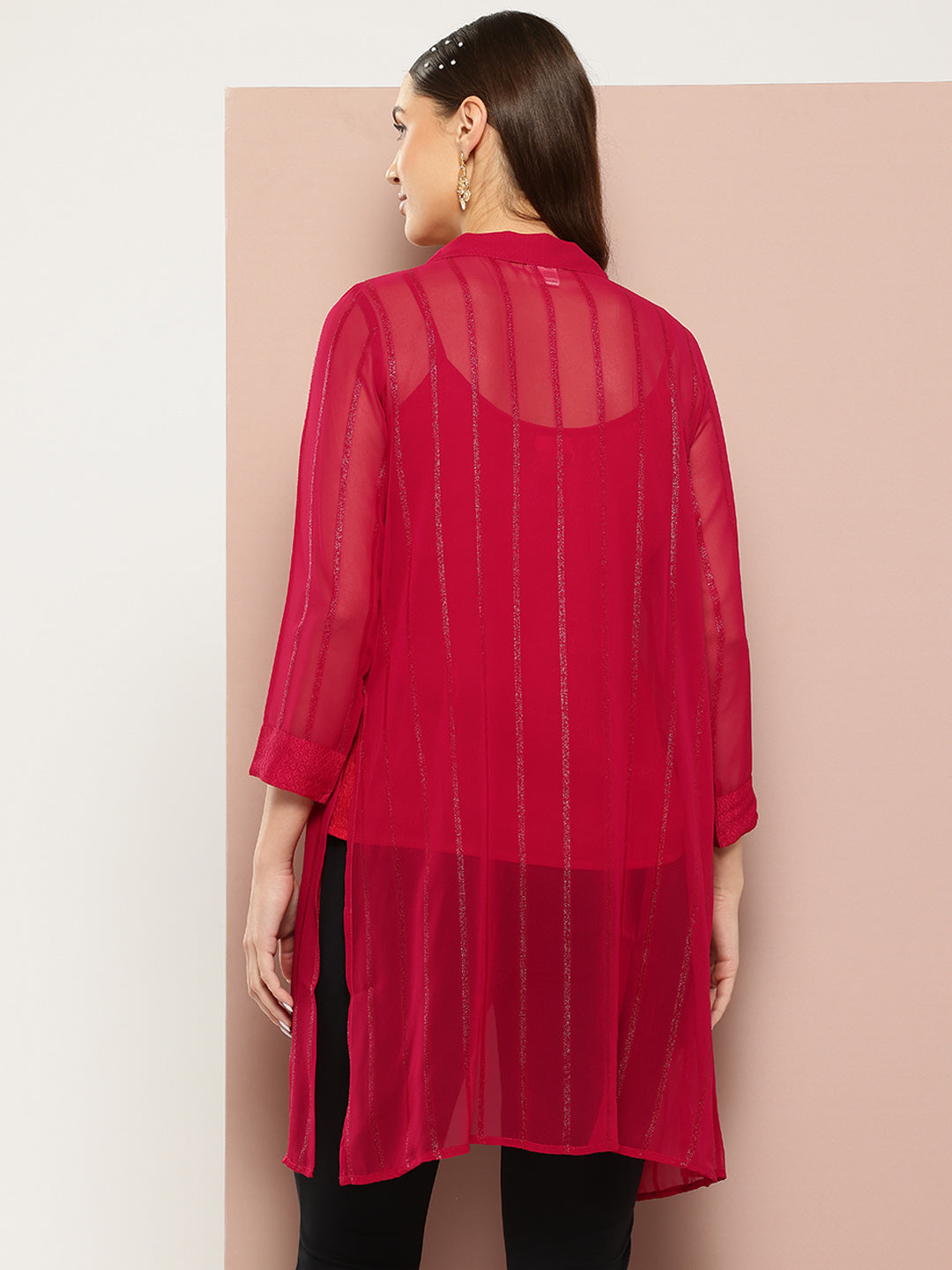 Red georgette festive party shrug