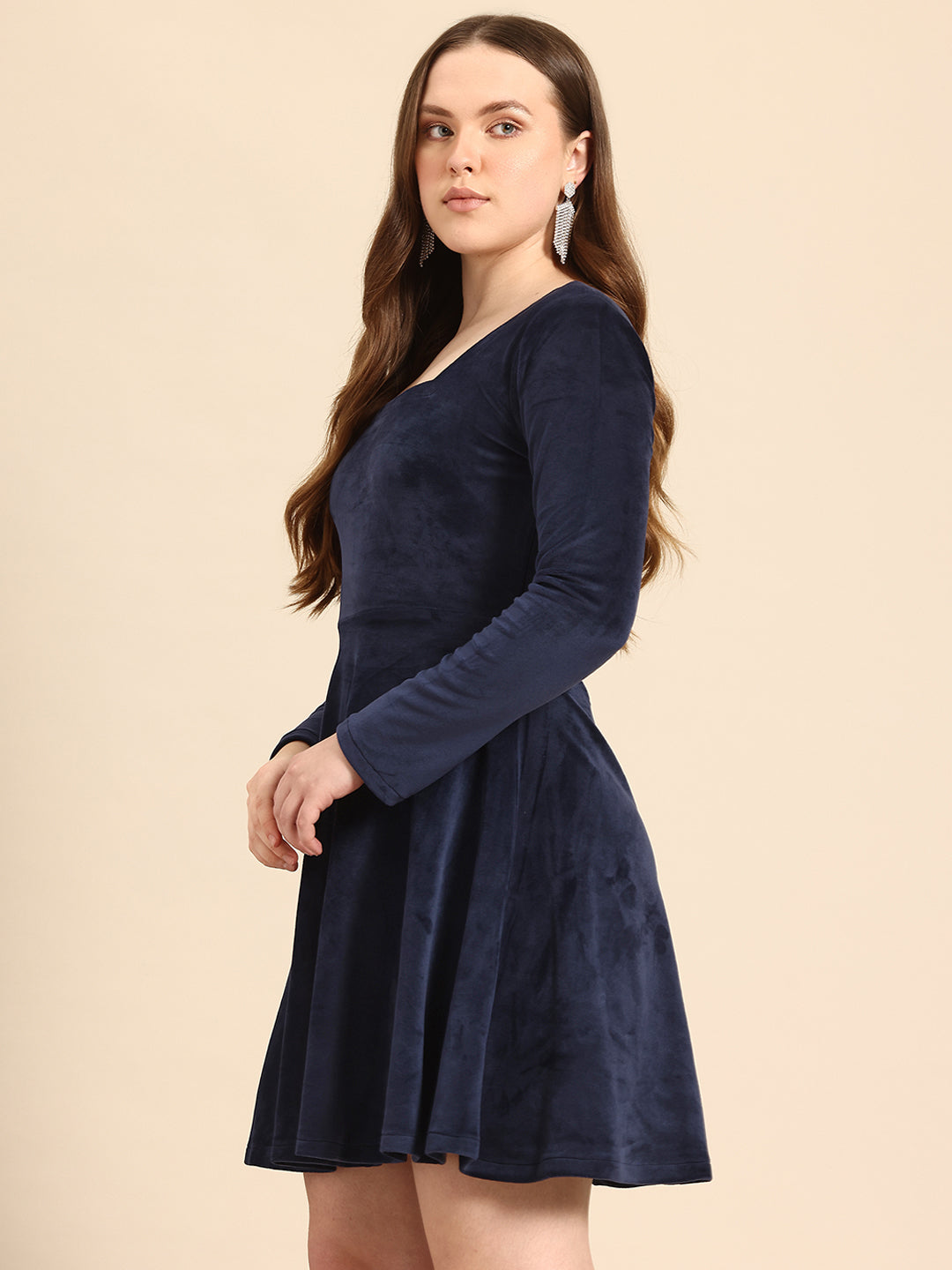 Blue fit and flare velvet dress Blue fit and flare velvet dress