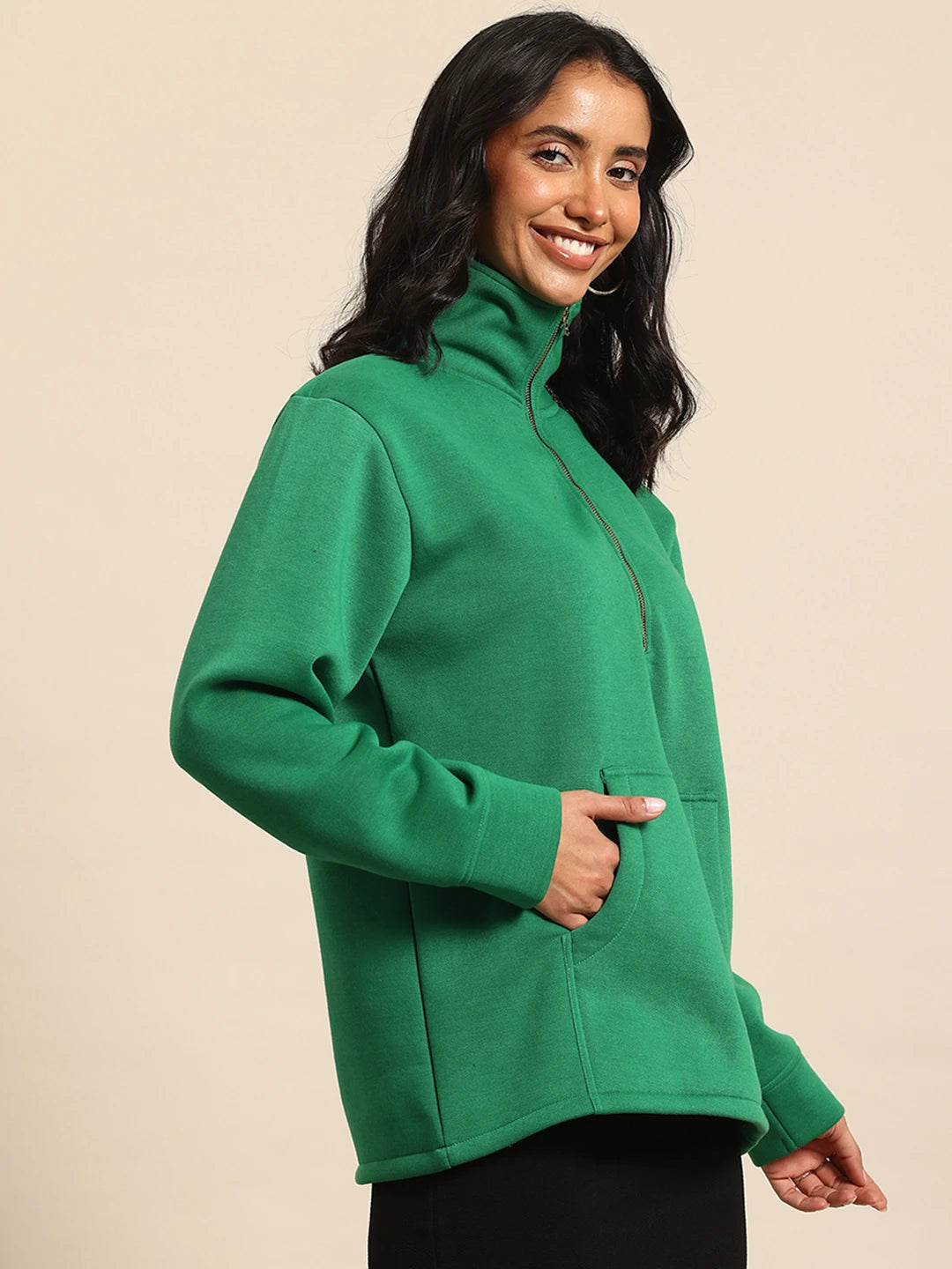 Half zipper green sweatshirt