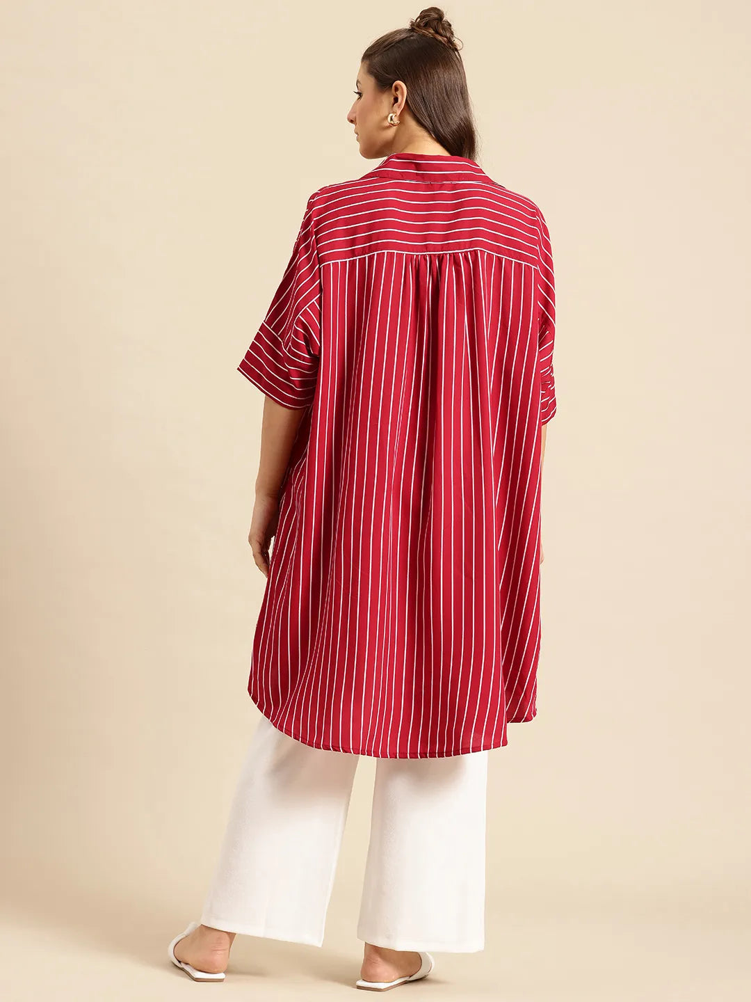 Maroon Stripe oversized Shirt