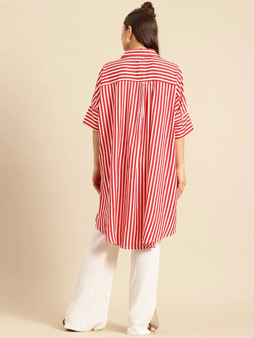 Red stripe oversized shirt