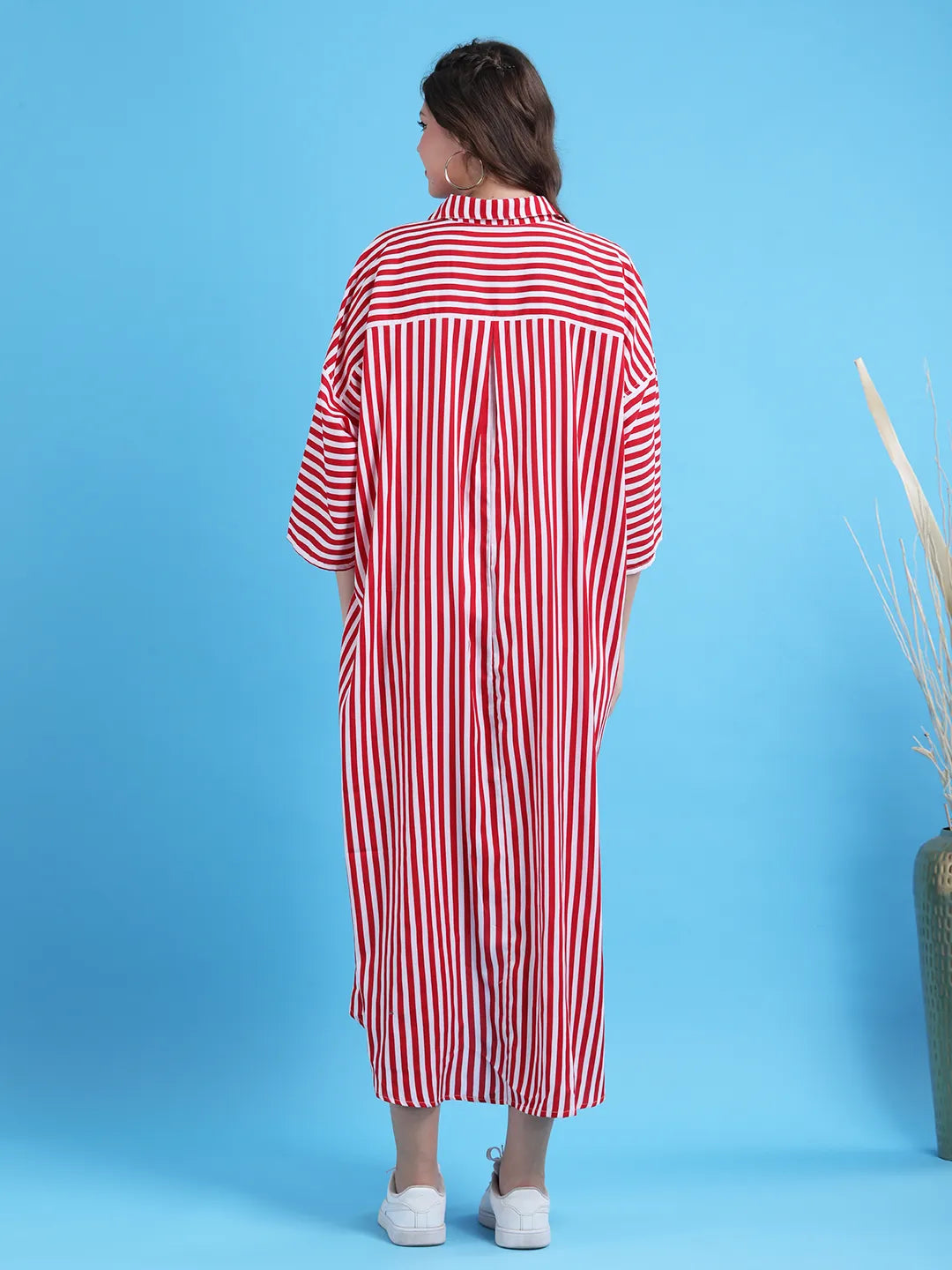 Red Polka & Stripe Oversized Dress
