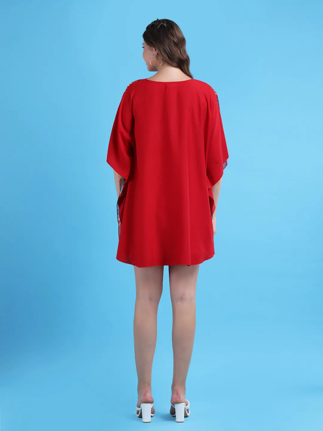 Red printed kaftan dress