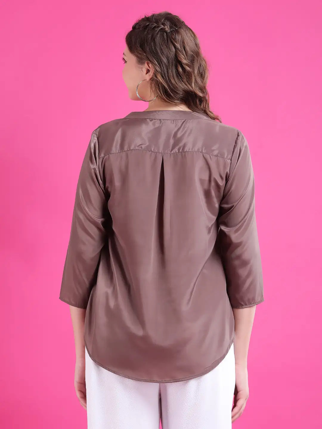 Coco brown half placket shirt