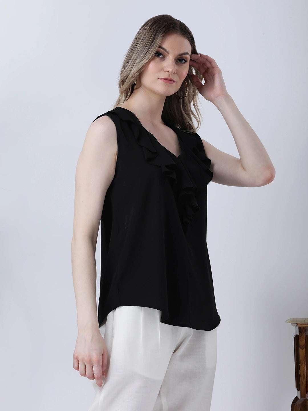 Ruffle neck summer top
